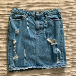 Ripped jean skirt